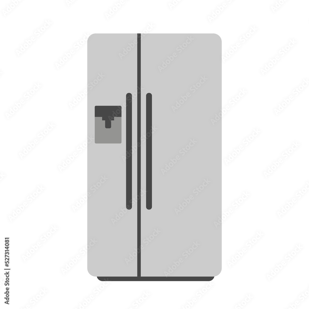 Refrigerator clipart vector illustration. Simple stainless steel fridge flat vector design