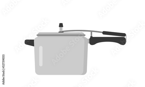 Pressure cooker clipart vector illustration. High pressure aluminium cooking pot with safety cover flat vector design. Multicooker sign icon. Pressure cooker cartoon clipart. Kitchen cooking concept