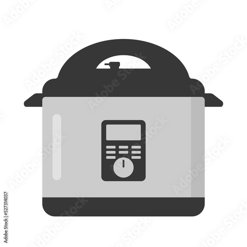 Automatic multicooker and pressure cooker clipart vector illustration. Electric pressure cooker flat vector design. Multicooker sign icon. Pressure cooker cartoon clipart. Kitchen and cooking concept