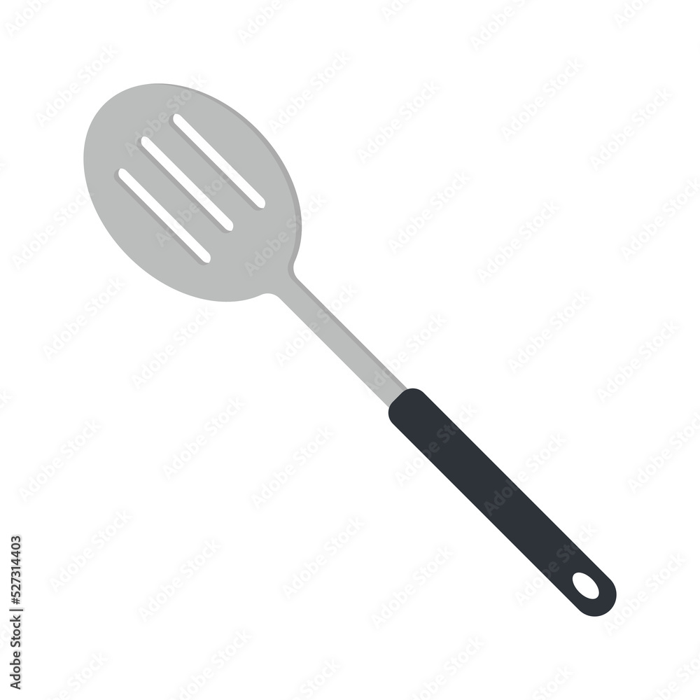 Kitchen slotted spoon clipart vector illustration. Simple slotted serving spoon flat vector design. Slotted spoon icon isolated on white. Metal spoon cartoon clipart. Kitchen concept symbol icon Kitchen slotted spoon clipart vector illustration. Simple slotted serving spoon flat vector design. Slotted spoon icon isolated on white. Metal spoon cartoon clipart. Kitchen concept symbol icon