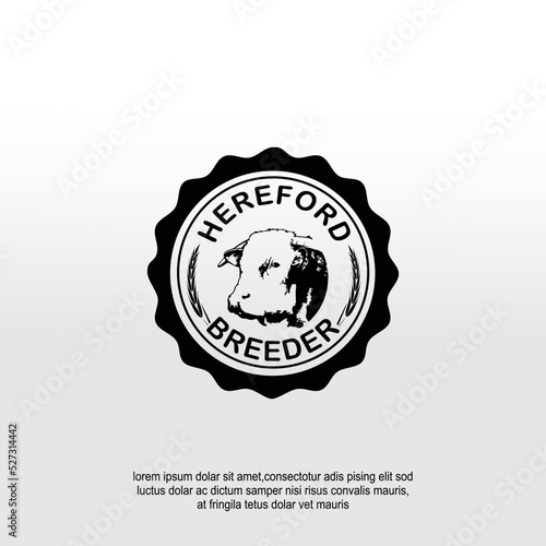 hereford bull stamp certificate logo design idea