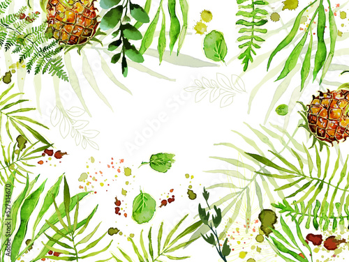 Pineapple Watercolor Fresh Vector Seamless Pattern Textile Design
