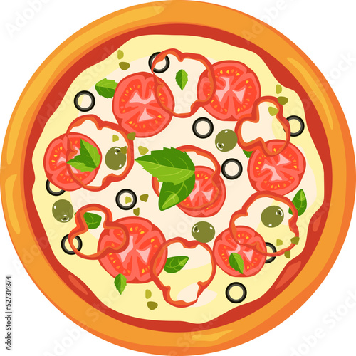 Margherita icon. Pizza menu illustration. Italian food