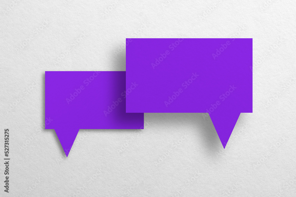 purple paper cut speech balloon shape isolated on white background purple paper cut speech balloon shape isolated on white background