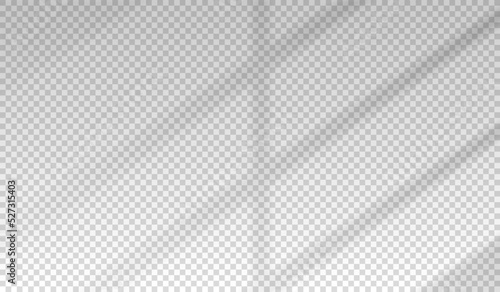 Shadow from reflecting blind. Reflected shades on sun light window on wall. Overlay effect design print. Natural shade blinds isolated on transparent background. Reflect sunlight soft shading. Vector