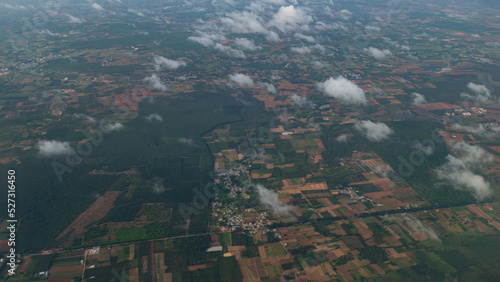 Flying Above Birds’ Eye View Through Clouds At Bangalore Karnataka India