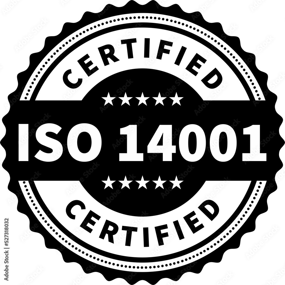 ISO 14001 Certified badge, icon. Certification stamp. Flat design vector. Png stock illustratio