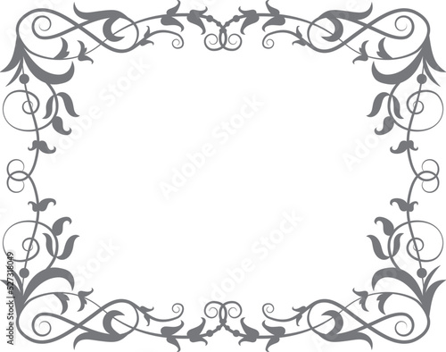 Filigree frame. Decorative floral motif. Vintage border