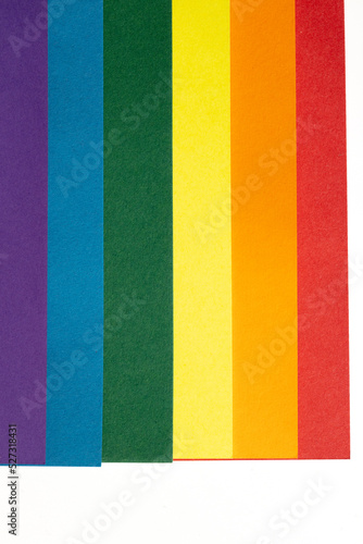 LGBT Rainbow flag background. Group of colored cardboard. Gay pride flag