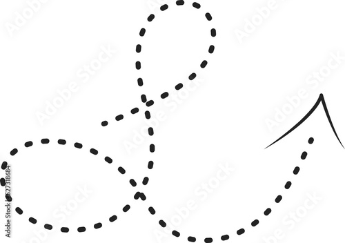 Abstract arrow with dots. Hand draw lineal icon. Pointer and decoration for banners