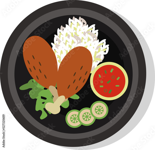 Chicken rice dish. Traditional asian food icon