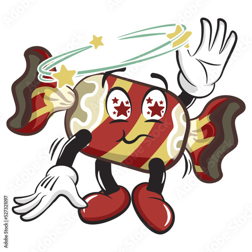 candy character mascot illustration vector get dizzy