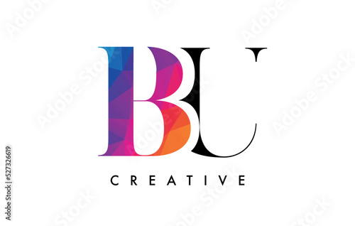 BU Letter Design with Creative Cut and Colorful Rainbow Texture