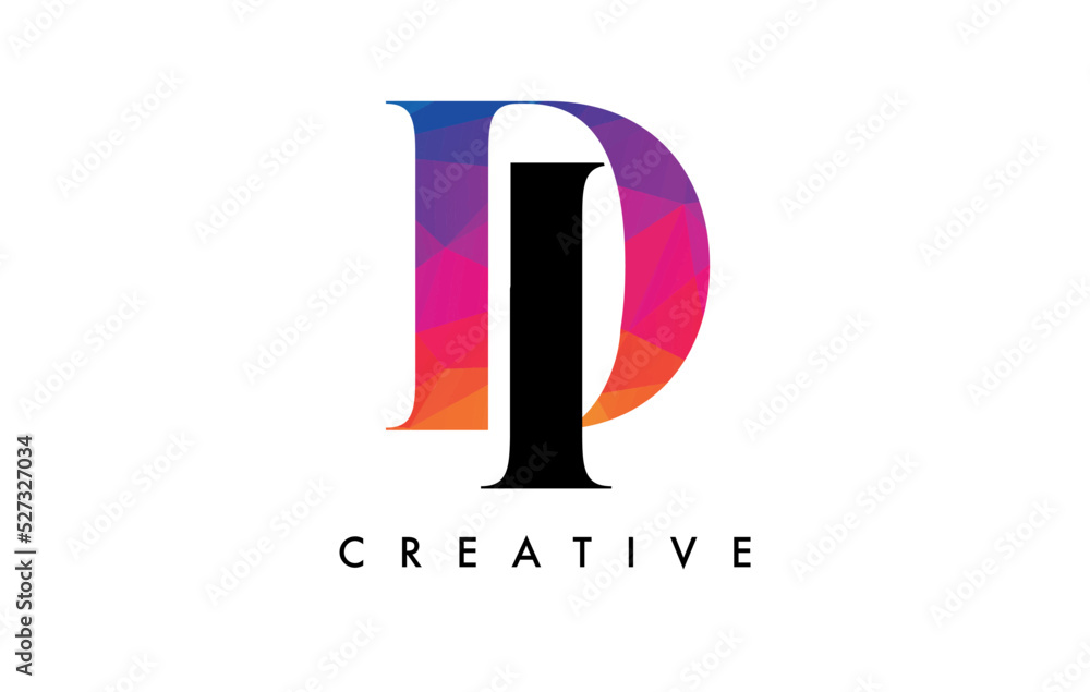 DI Letter Design with Creative Cut and Colorful Rainbow Texture DI Letter Design with Creative Cut and Colorful Rainbow Texture