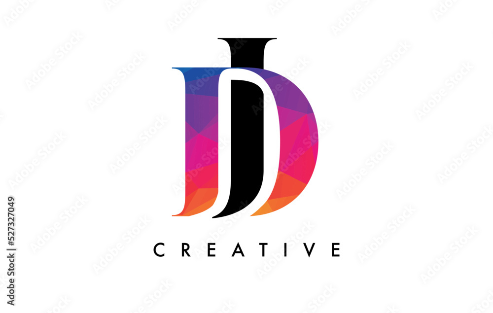 DJ Letter Design with Creative Cut and Colorful Rainbow Texture DJ Letter Design with Creative Cut and Colorful Rainbow Texture