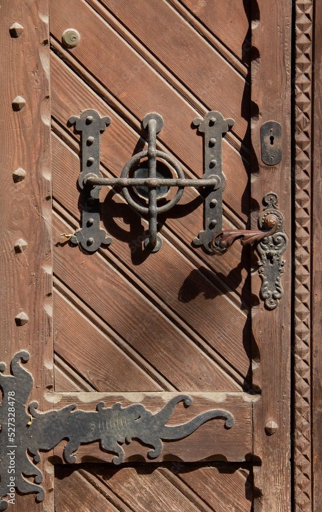 Romanesque castle door handle Vajdahunyad Castle on the Pest side of Budapest Romanesque castle door handle Vajdahunyad Castle on the Pest side of Budapest