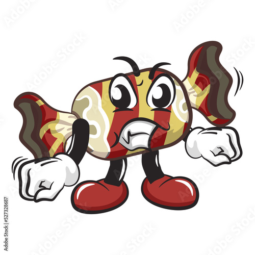 candy character mascot illustration vector get mad