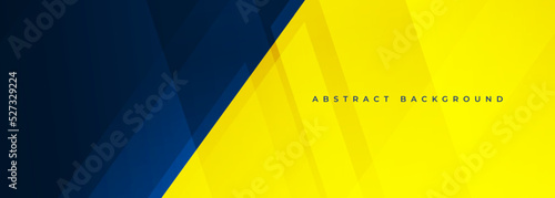 Dark blue and yellow abstract background. Blue and yellow modern abstract wide banner with geometric shapes. Vector illustration