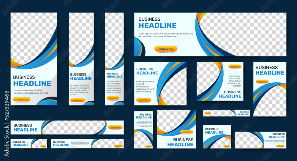 Web banner template design set layout with photo and text space. White ...