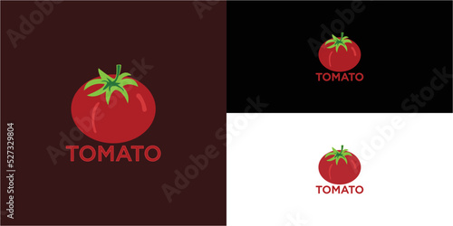 Simple logo design tomato with unique concept premium vector