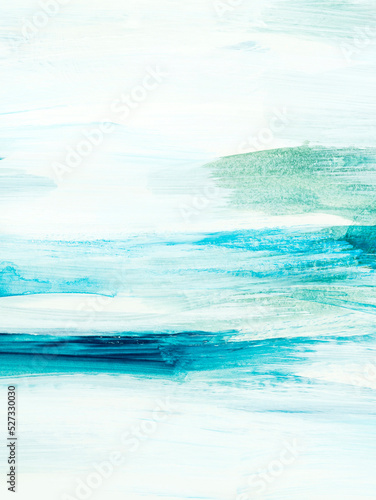 Abstract ocean landscape. Original painting. Hand drawn, impressionism style, blue color texture with copy space, brush strokes of paint, art background.