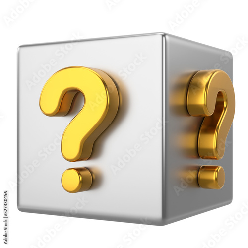 Mystery box. Question mark sign. 3D element. photo