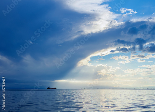 Ship at Thermaic Gulf  Aegean Sea  Thessaloniki  Central Macedonia  Greece