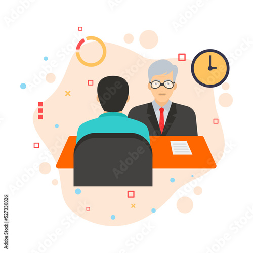 Executive recruiting the people sign, Job Interview Concept, hrm symbol, Candidate Screening Process Vector Icon Design,  Business Meeting Stock illustration, 