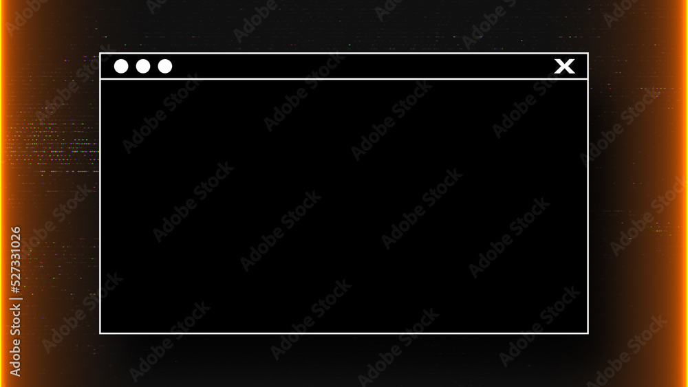 Browser interface. Website window mockup, internet screen frame, browser tab on Glitch noise static television VFX. Visual video effects stripes background, CRT tv screen no signal glitch effect Browser interface. Website window mockup, internet screen frame, browser tab on Glitch noise static television VFX. Visual video effects stripes background, CRT tv screen no signal glitch effect