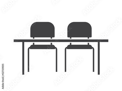 table and two chairs , classroom, school desk- vector illustration
