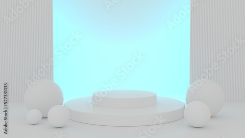 Abstract white color geometric shape background, modern minimalist mockup for podium display or showcase, 3d rendering 