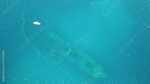 Famous wreck ship Fujikawa maru in Truk lagoon. photo