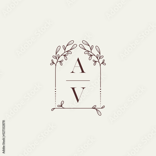 AV old window shape wedding initial logo