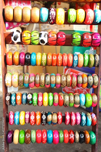 Fashion multicolored bangles for background