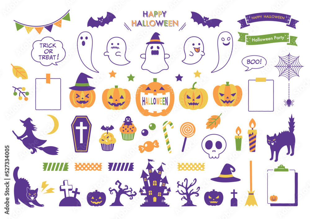 ハロウィンのイラスト素材のセット ハロウィンのイラスト素材のセット