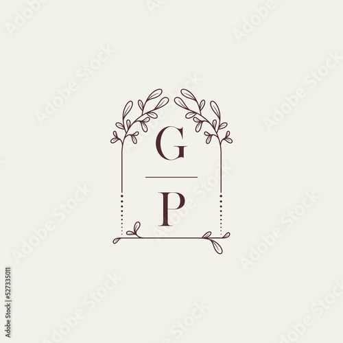 GP old window shape wedding initial logo