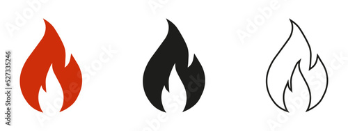 Fire flame vector icons.  Flaming badge. Igniting border and lines.  Stock vector illustration. eps10