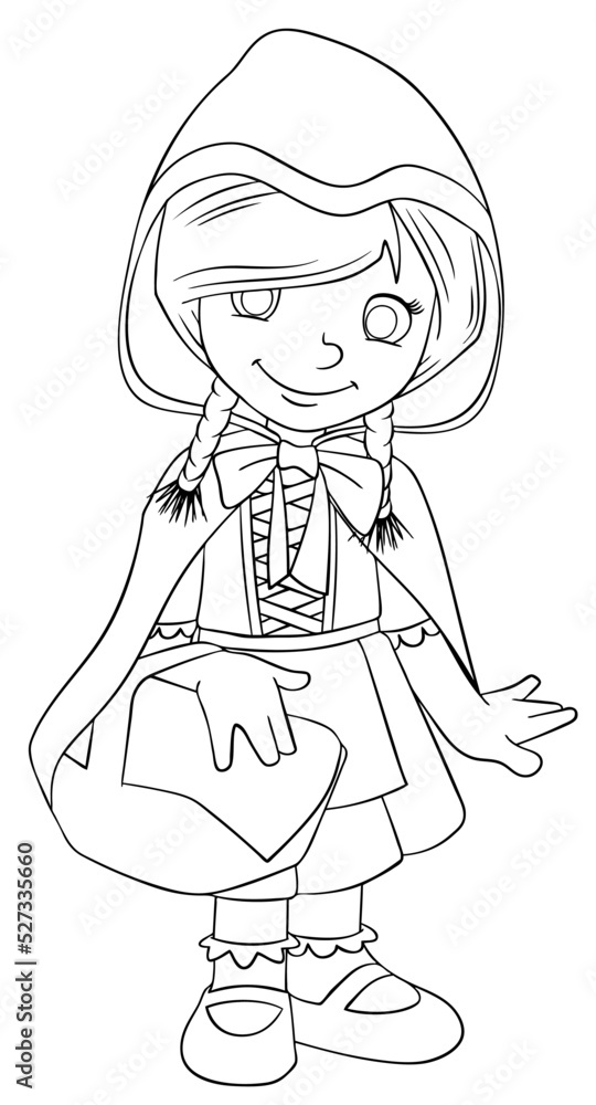 Little red riding hood. Element for coloring page. Cartoon style. Stock ...