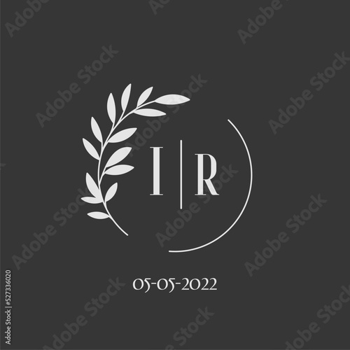 Initial letter IR wedding monogram logo design inspiration