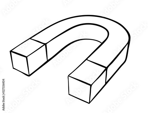 Magnet. Element for coloring page. Cartoon style.