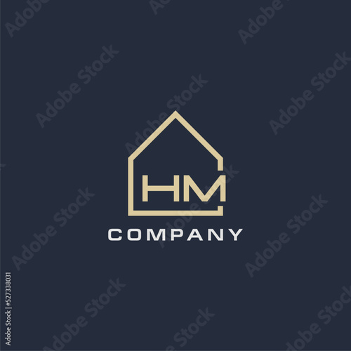Initial letter HM real estate logo with simple roof style design ideas
