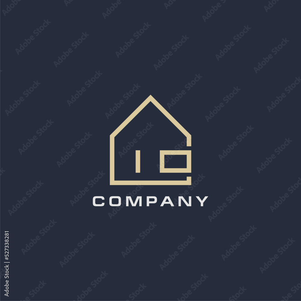 Initial letter IO real estate logo with simple roof style design ideas ...