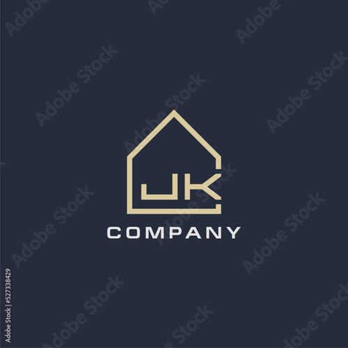 Initial letter JK real estate logo with simple roof style design ideas