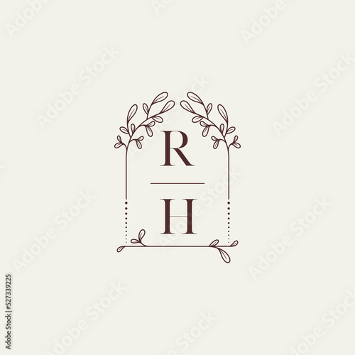 RH old window shape wedding initial logo
