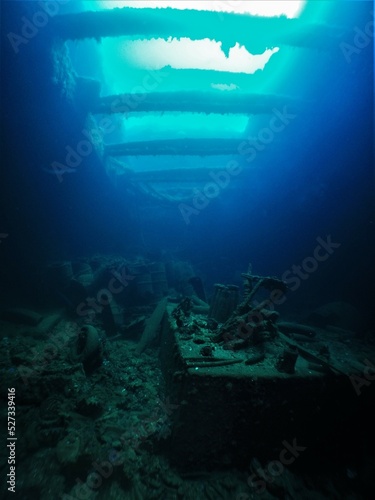 Famous wreck ship Fujikawa maru in Truk lagoon.