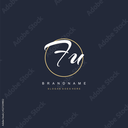 Initial letter FU logo monogram feminine style with circle line design ideas