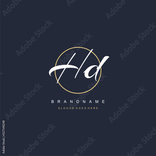 Initial letter HD logo monogram feminine style with circle line design ideas