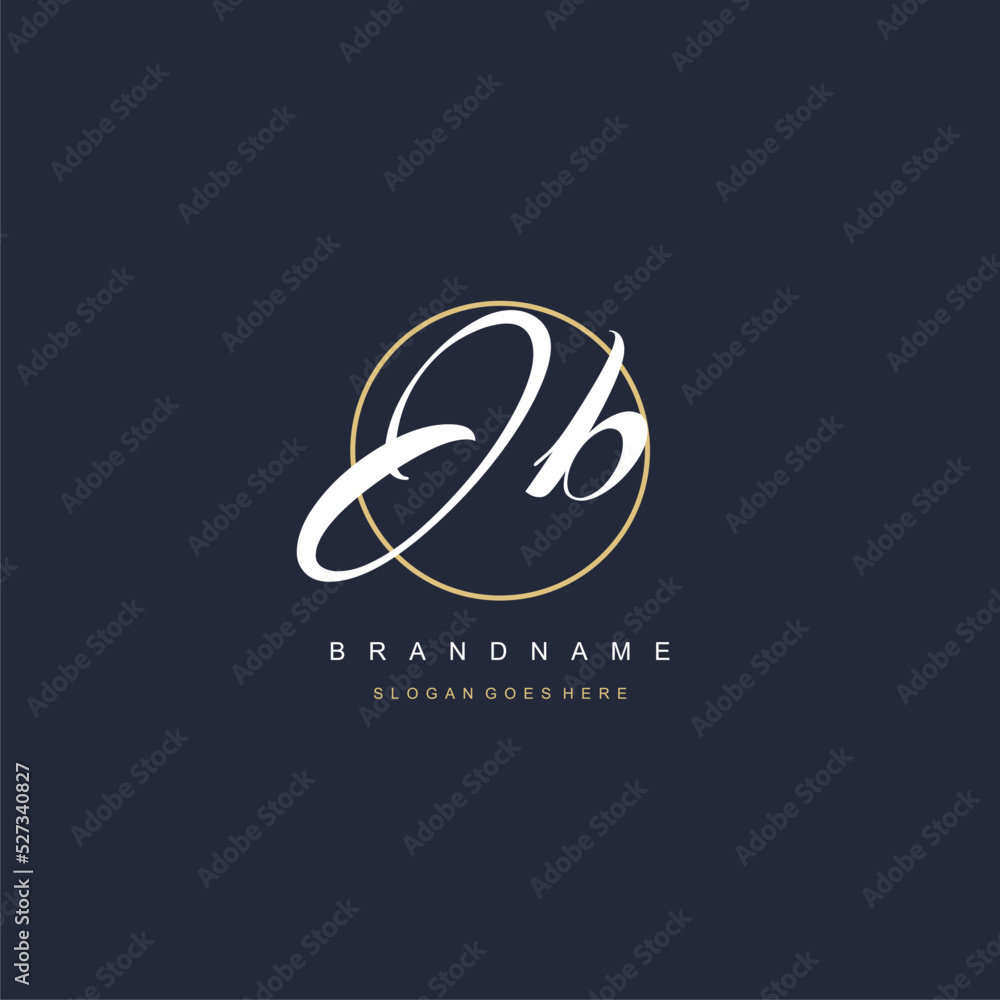 Initial letter JB logo monogram feminine style with circle line design ...