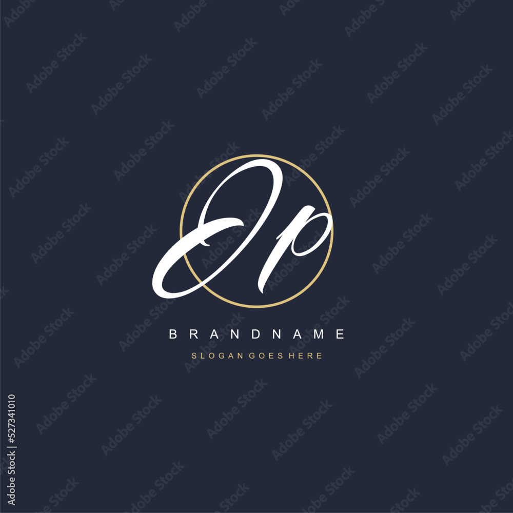 Initial letter JP logo monogram feminine style with circle line design ...
