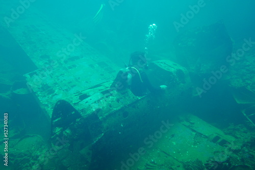 Famous wreck ship Fujikawa maru in Truk lagoon.